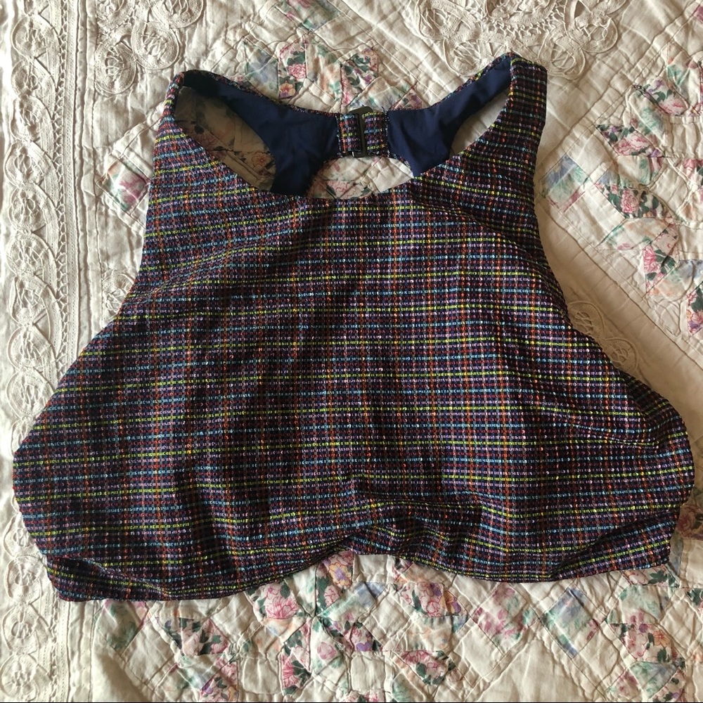 Athleta high neck colorful gingham bikini top